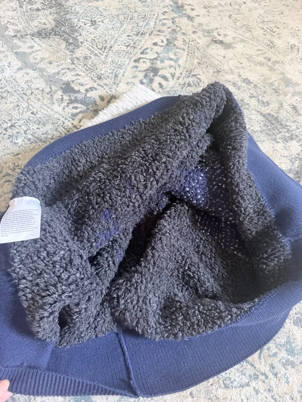 Lululemon Ombre Knit Textured Turtleneck Sweater M oversized off white Blue Grey